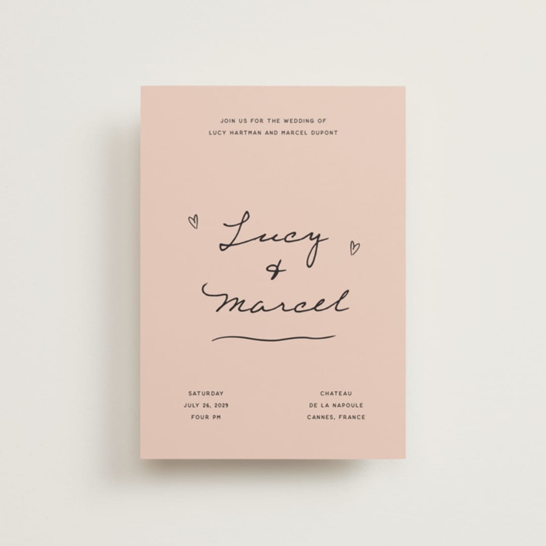 "Ballpoint Suite" - Wedding Invitations in Blush by Ani Somi - Front