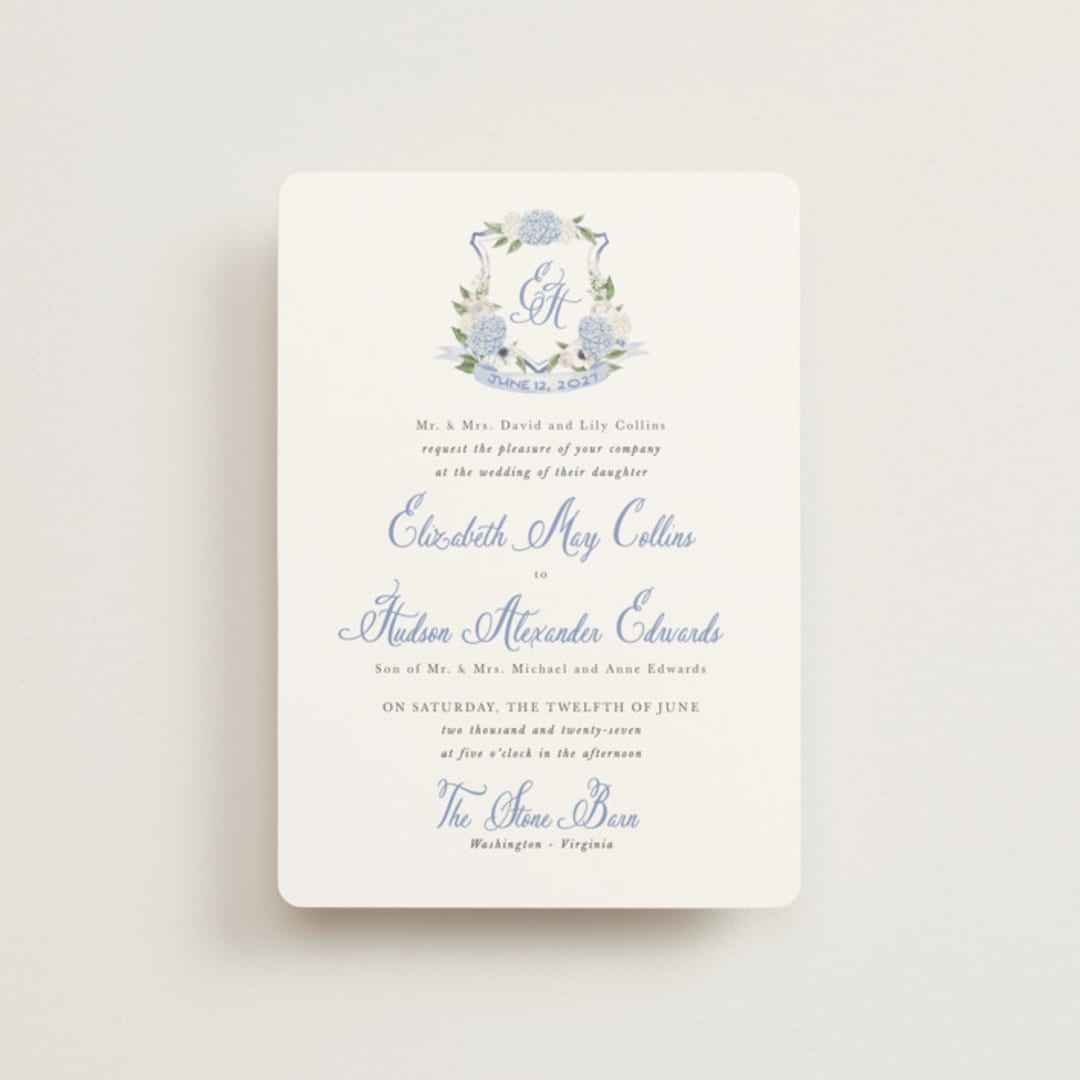 "Sweethearts" - Wedding Invitations in Periwinkle by Design Lotus - Front