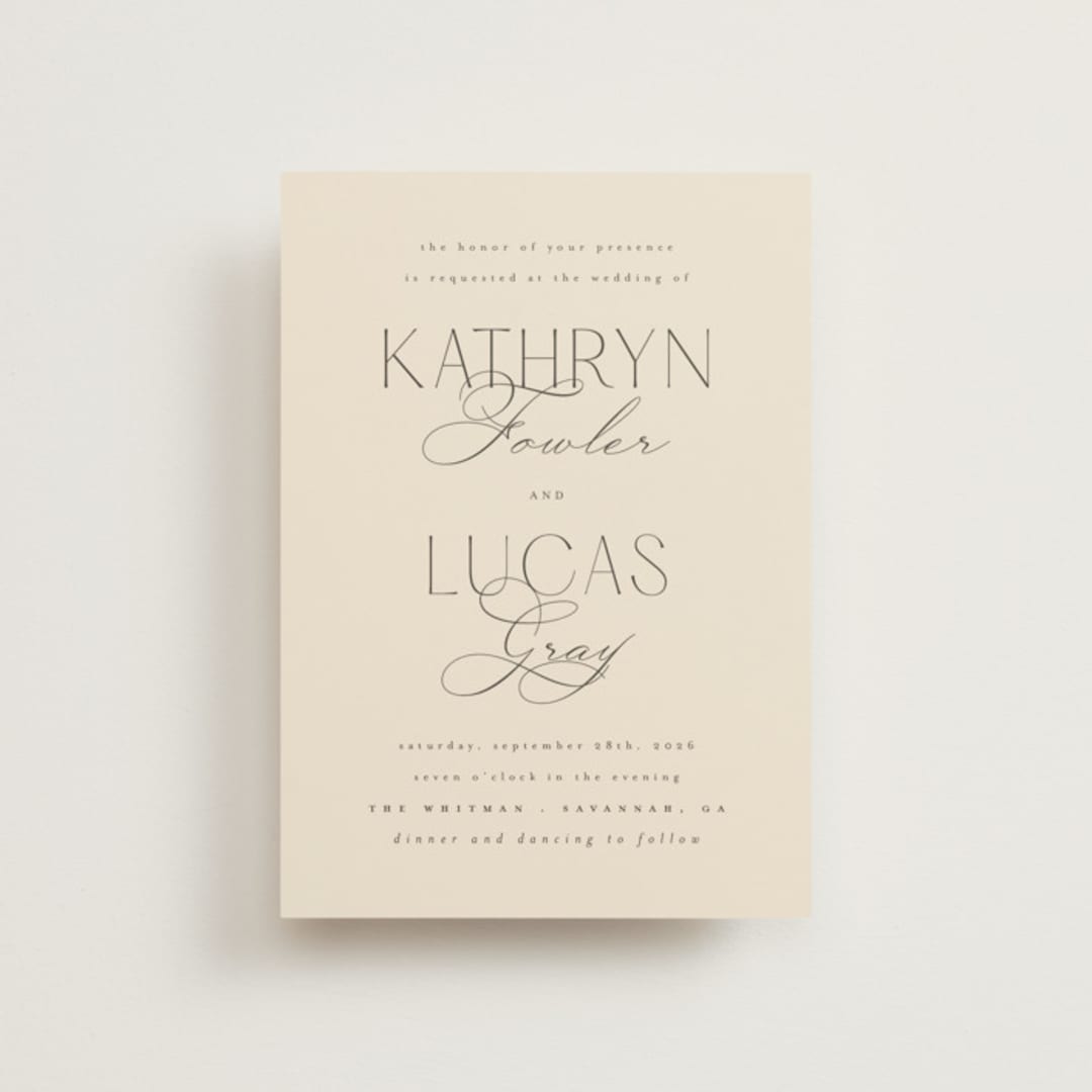 "Formal Elegance" - Wedding Invitations in Latte by Morgan Kendall - Front