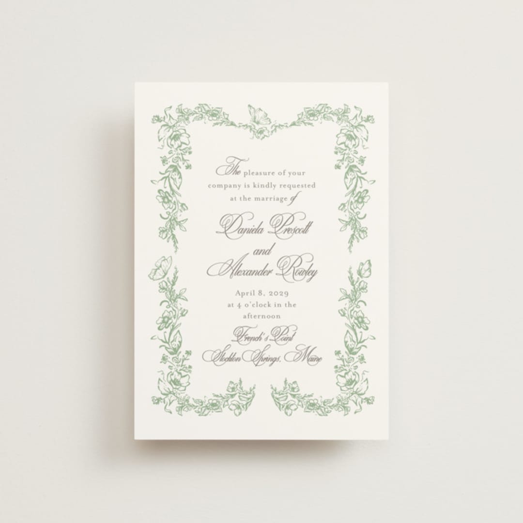 "Romantic Garden" - Wedding Invitations in Mint by Melinda Denison - Front
