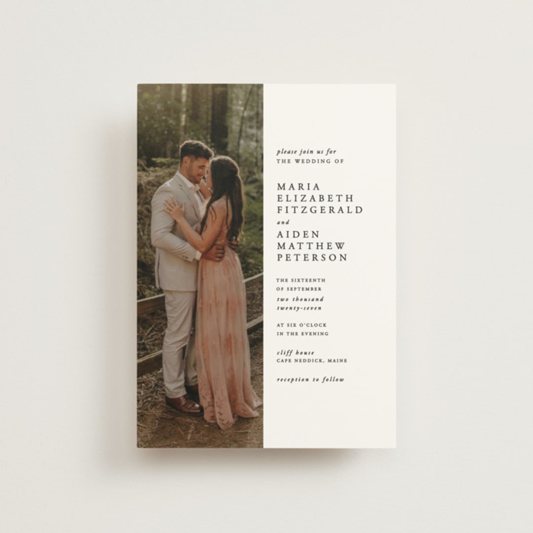 "Portrait" - Wedding Invitations in Platinum by Heather Schertzer - Front