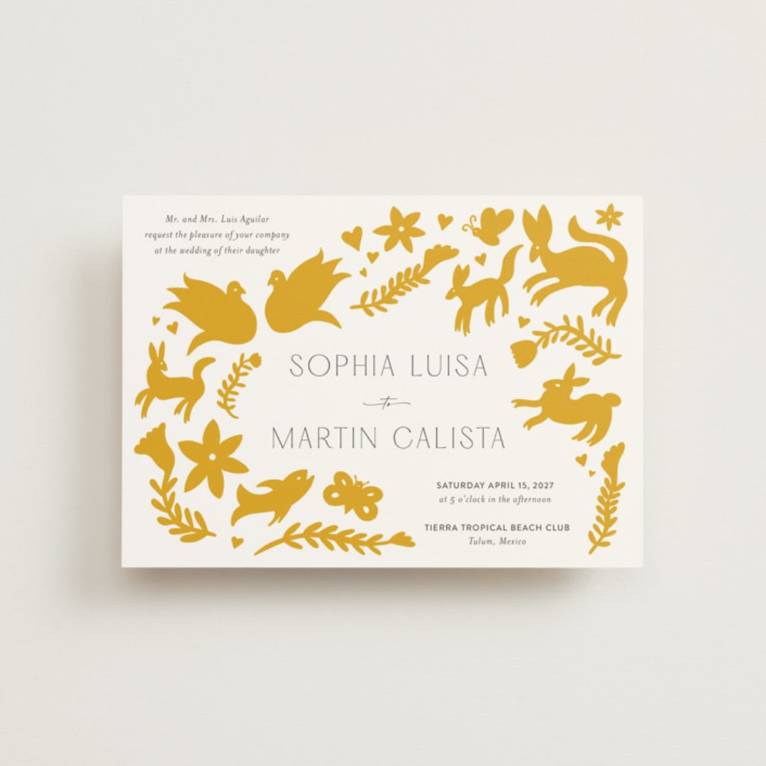 "Otomi" - Wedding Invitations in Sunshine by Shari Margolin - Front