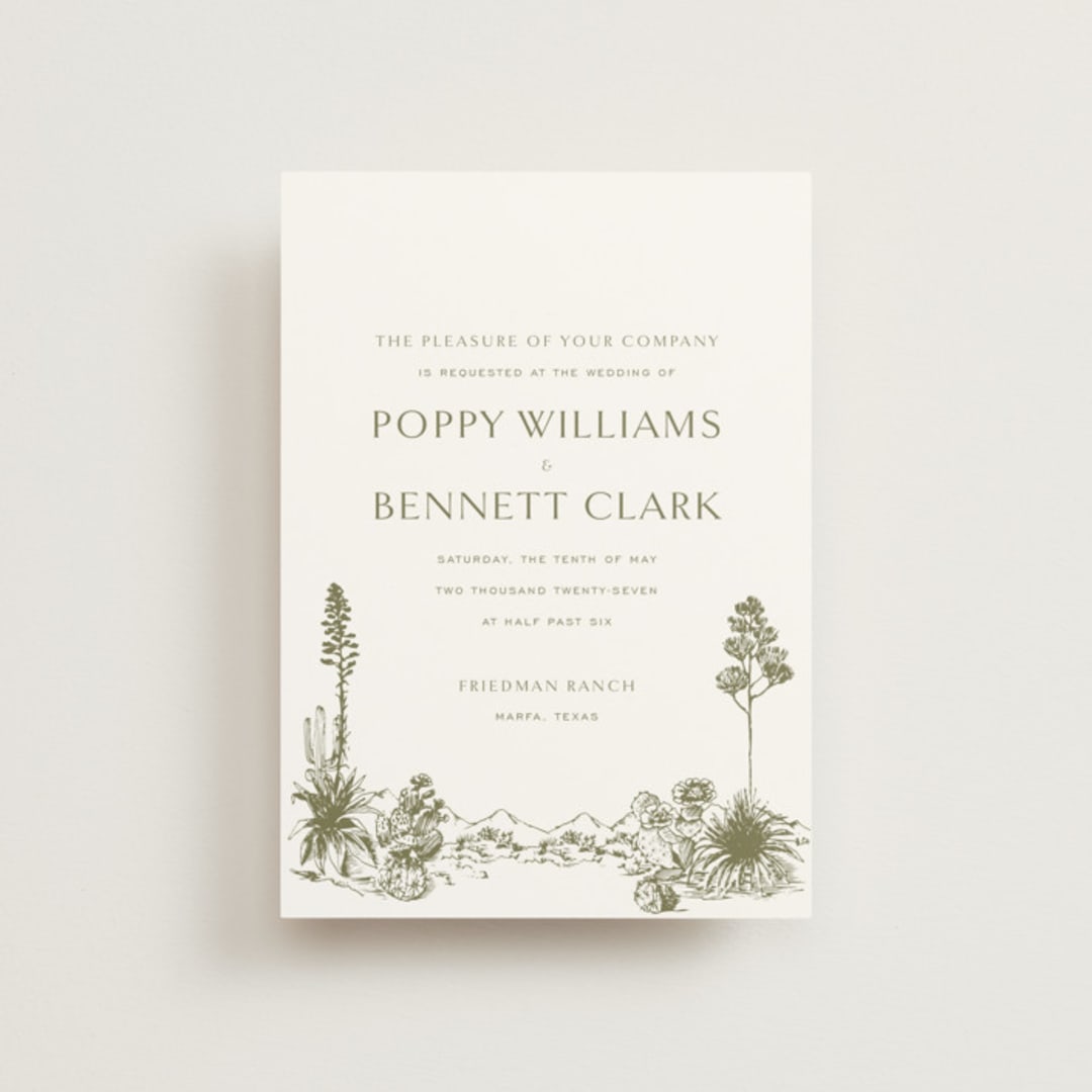 "Rancho" - Wedding Invitations in Verde by Megan Davis - Front