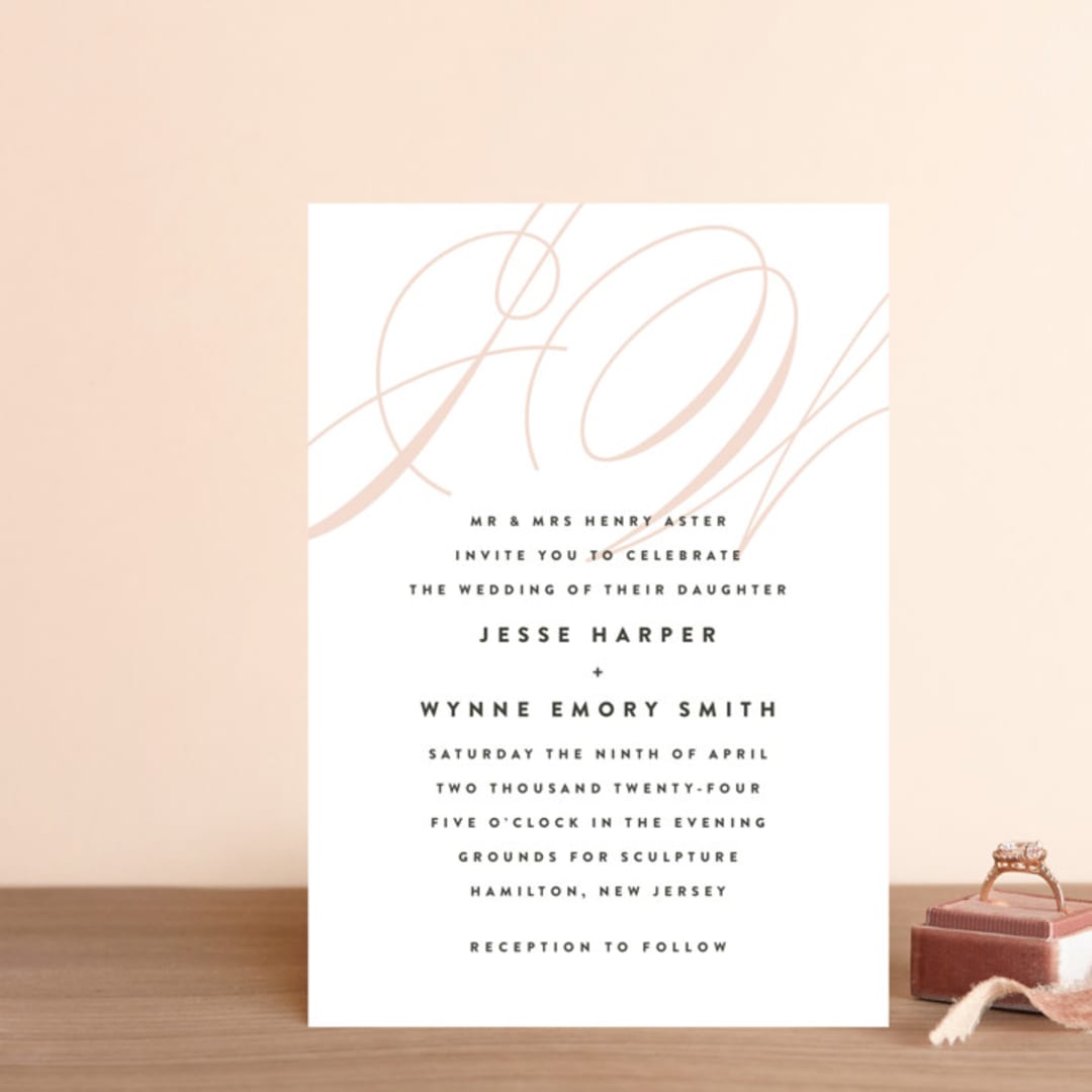 "Twirl Monogram A" - Wedding Invitations in Blush by Ariel Rutland - Front