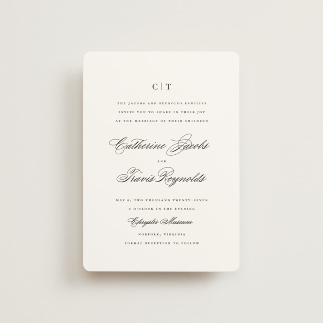 "Classically Elegant" - Wedding Invitations in Snow by Brandy Folse - Front
