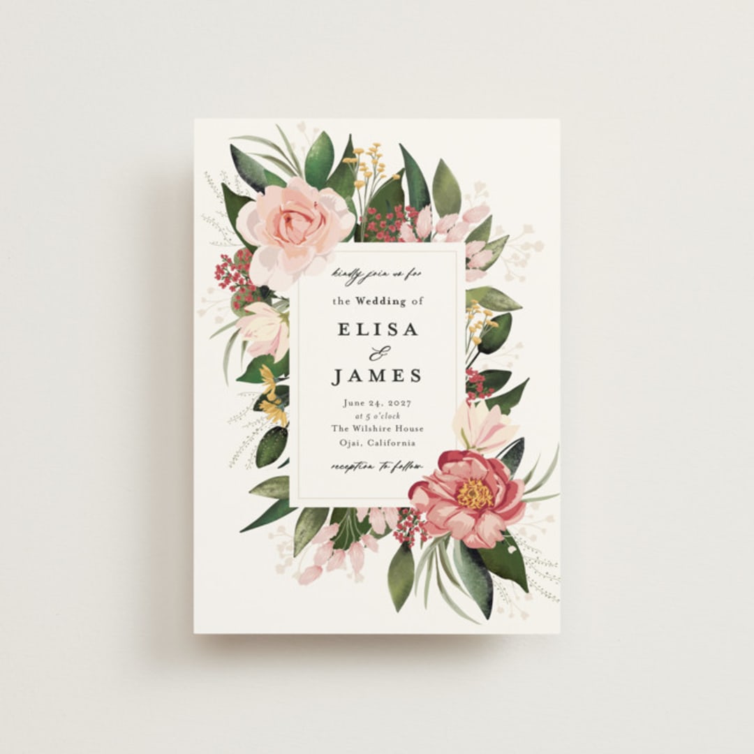 "Blossom" - Wedding Invitations in Blush by Susan Moyal - Front