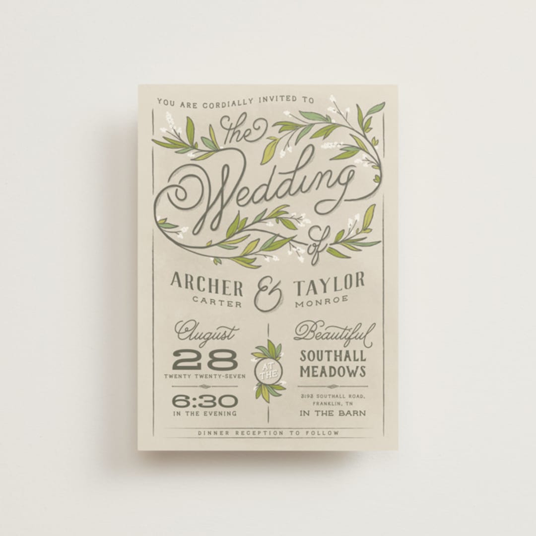 "Rustic Love" - Wedding Invitations in Parchment by GeekInk Design - Front