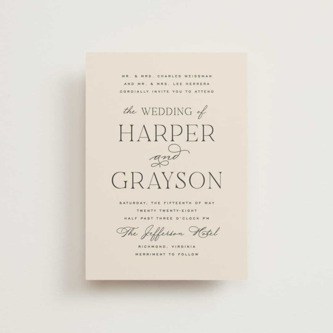 "Tendu" - Wedding Invitations in Creme by Carly Reed Walker - Front