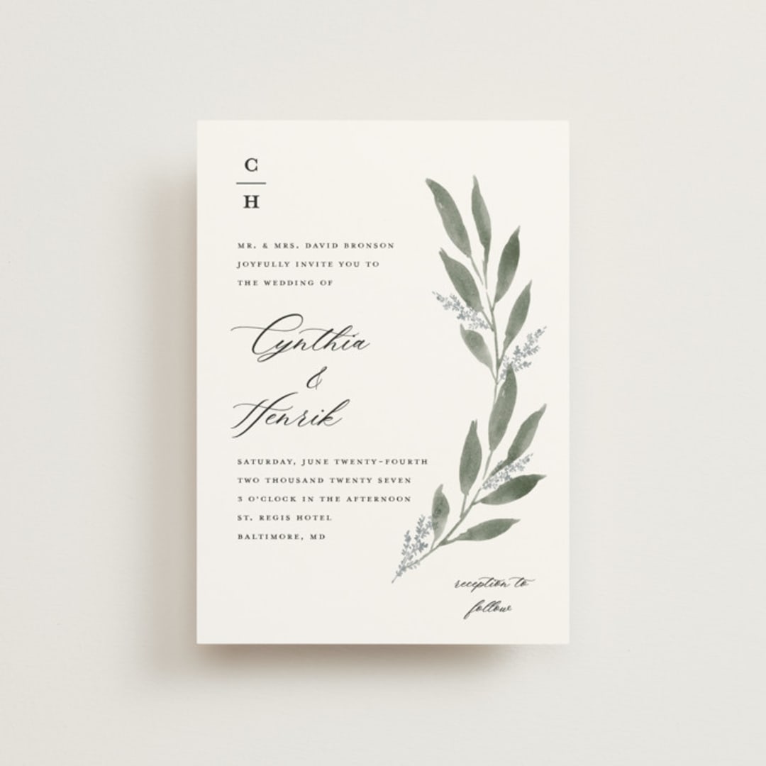 "Pressed Foliage" - Wedding Invitations in Heather by Stacey Meacham - Front