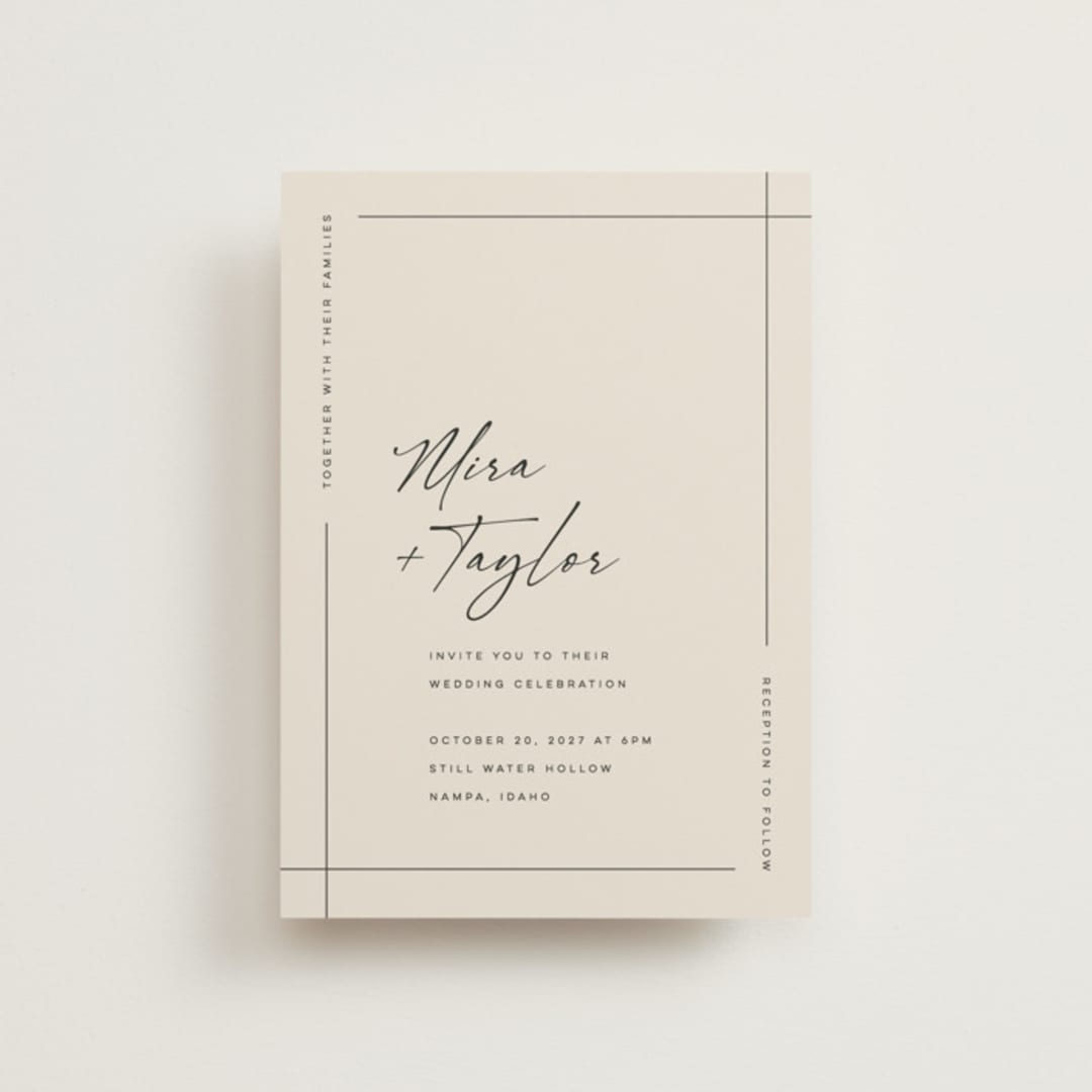 "Modernline" - Wedding Invitations in Cotton by April Astudillo - Front