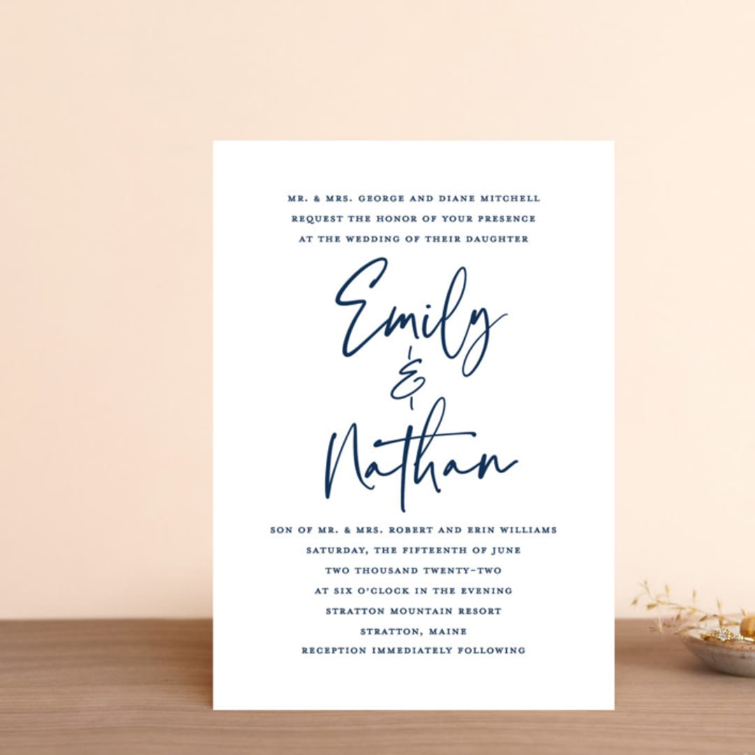 "Semi Formal" - Wedding Invitations in Navy by Kerry Doyle - Front