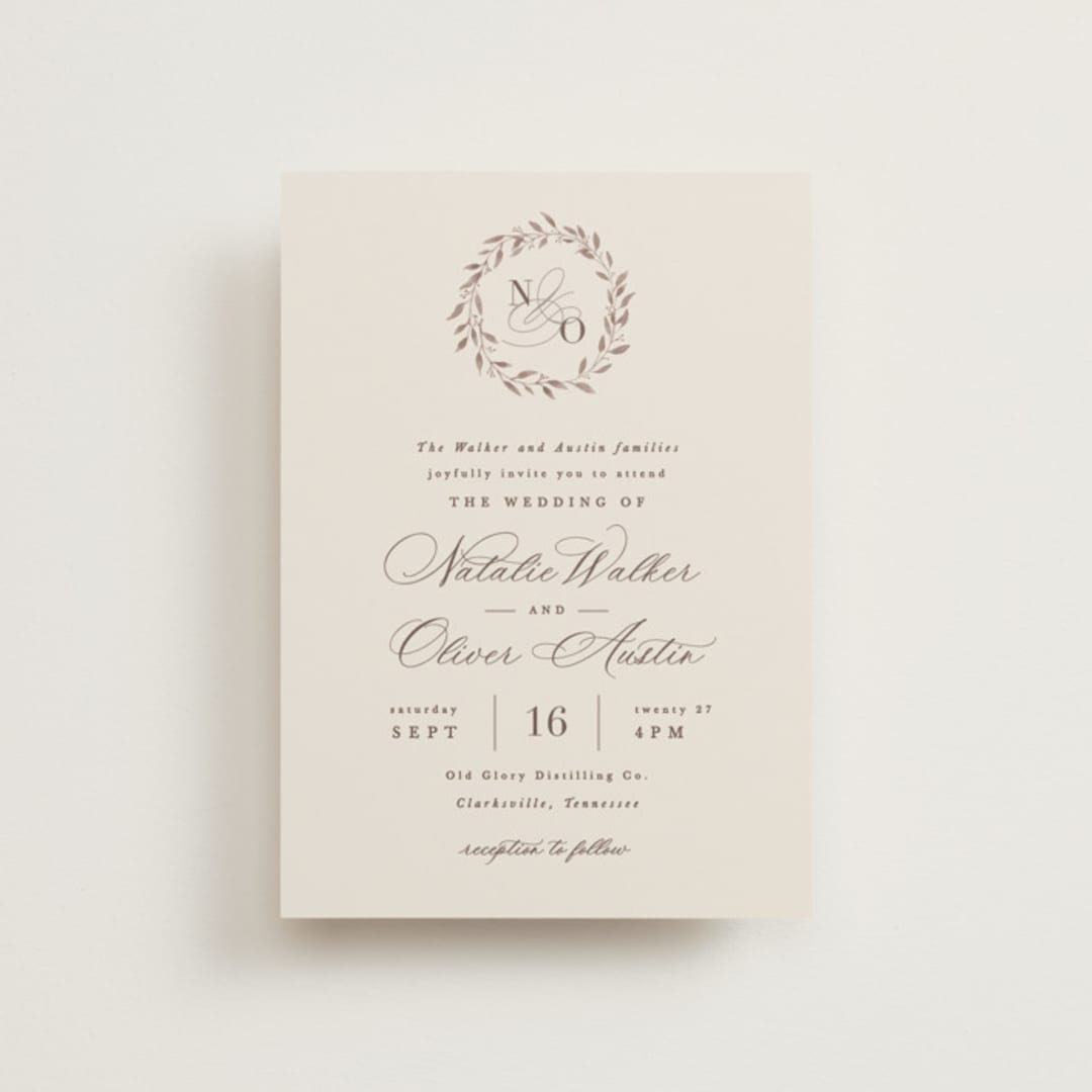 "Delicate monogram" - Wedding Invitations in Ecru by Hooray Creative - Front