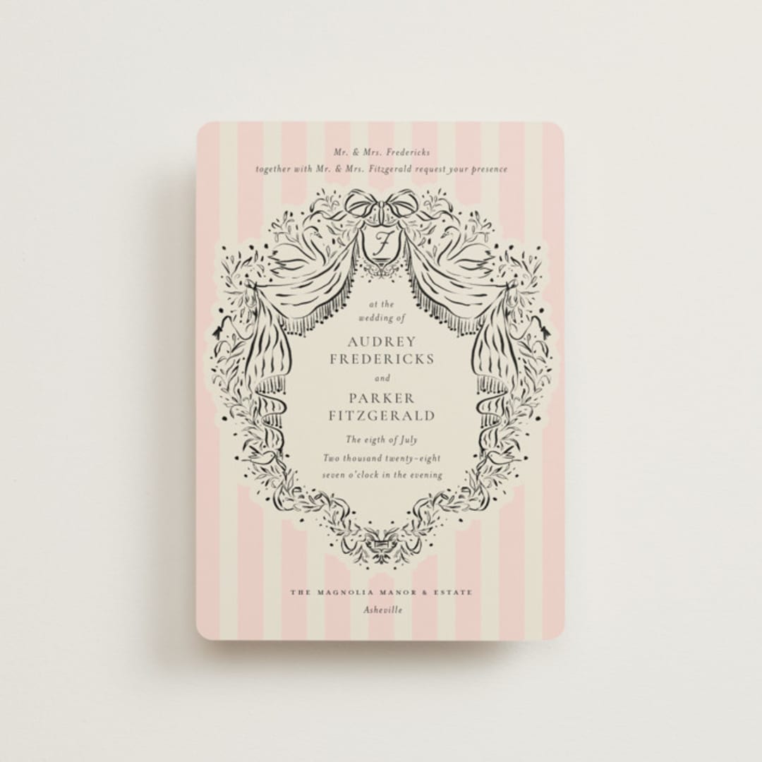 "Hand Illustrated Crest" - Wedding Invitations in Peony by Jackie Crawford - Front