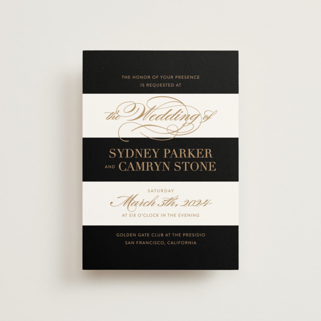 "Fashion District" - Wedding Invitations in Black Tie by Jill Means - Front