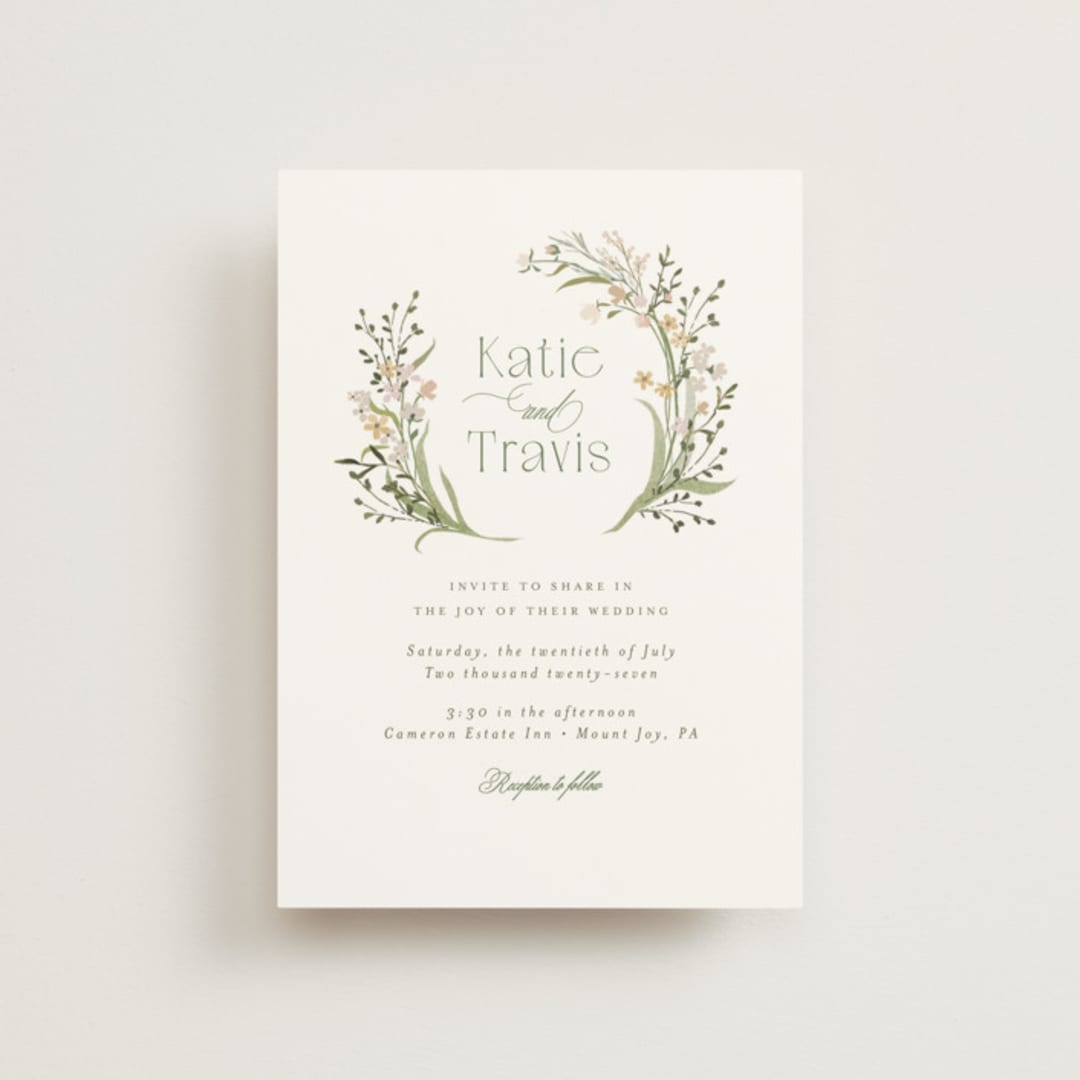 "delicate buds" - Wedding Invitations in Olive by Jennifer Wick - Front