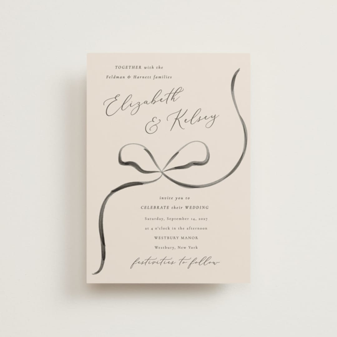 "Bow" - Wedding Invitations in Tuxedo by Corinne Malesic - Front