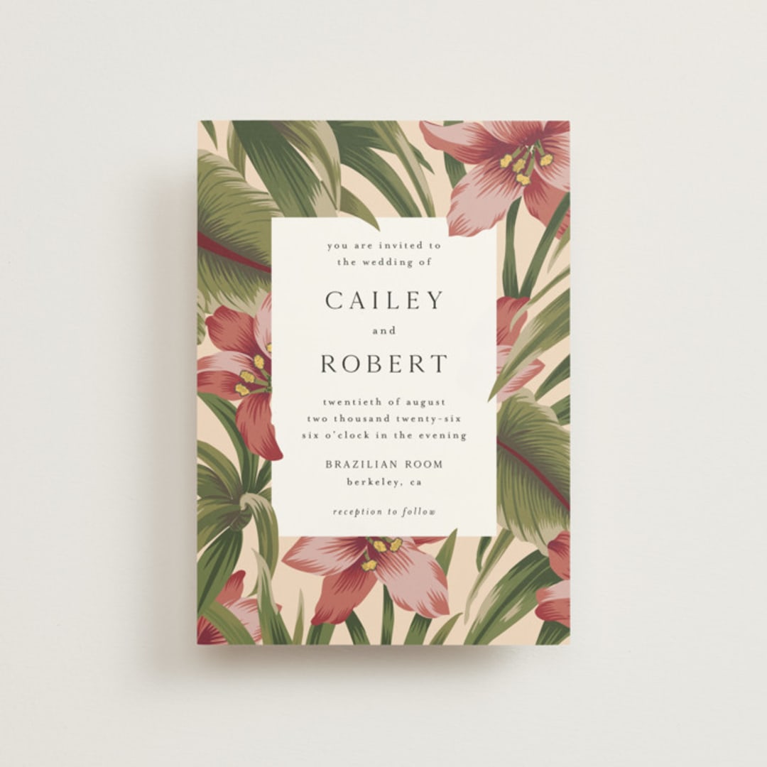 "Tropical Flowers" - Wedding Invitations in Sunrise by Jennifer Holbrook - Front