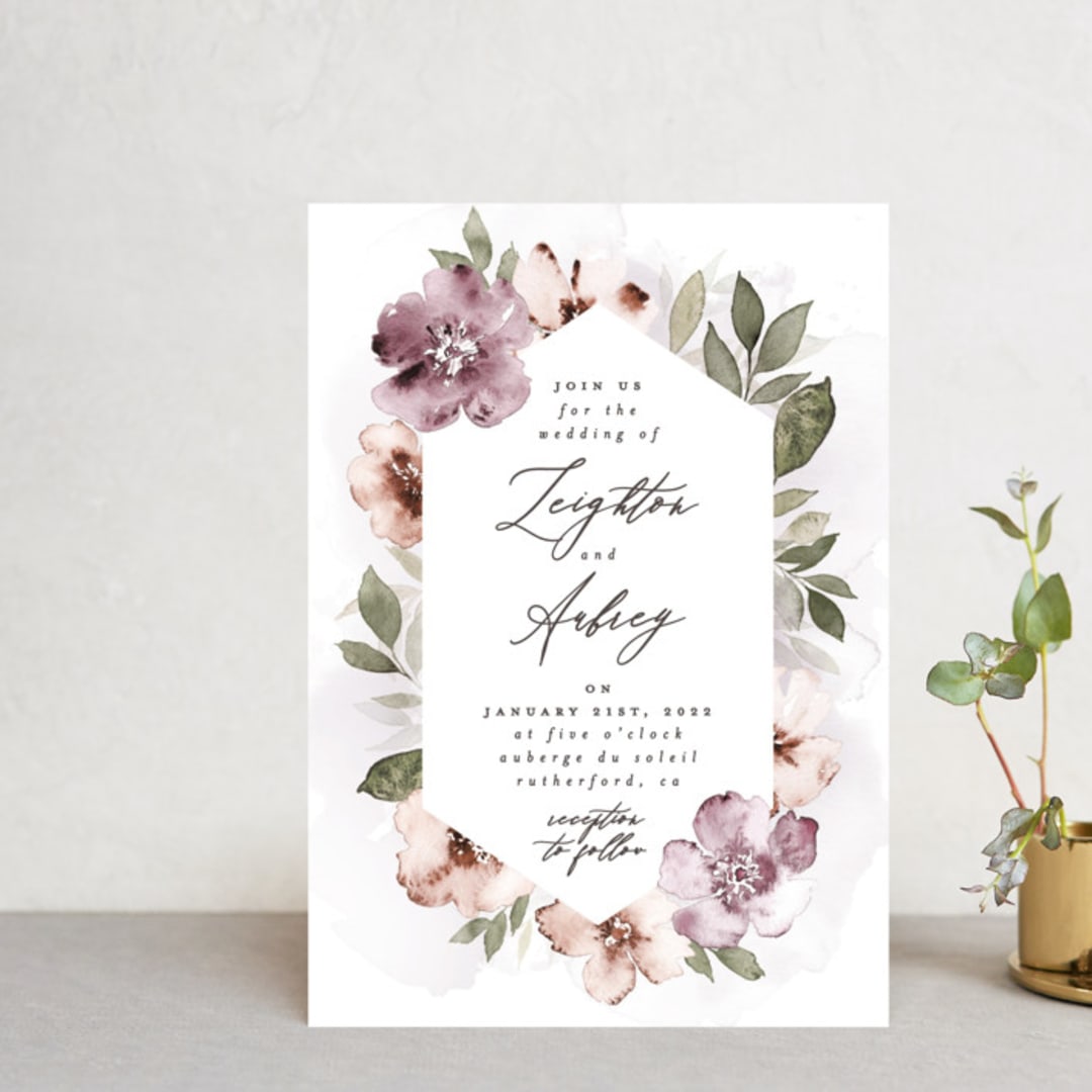"Fancifully" - Wedding Invitations in Dust Mauve by Everett Paper Goods - Front