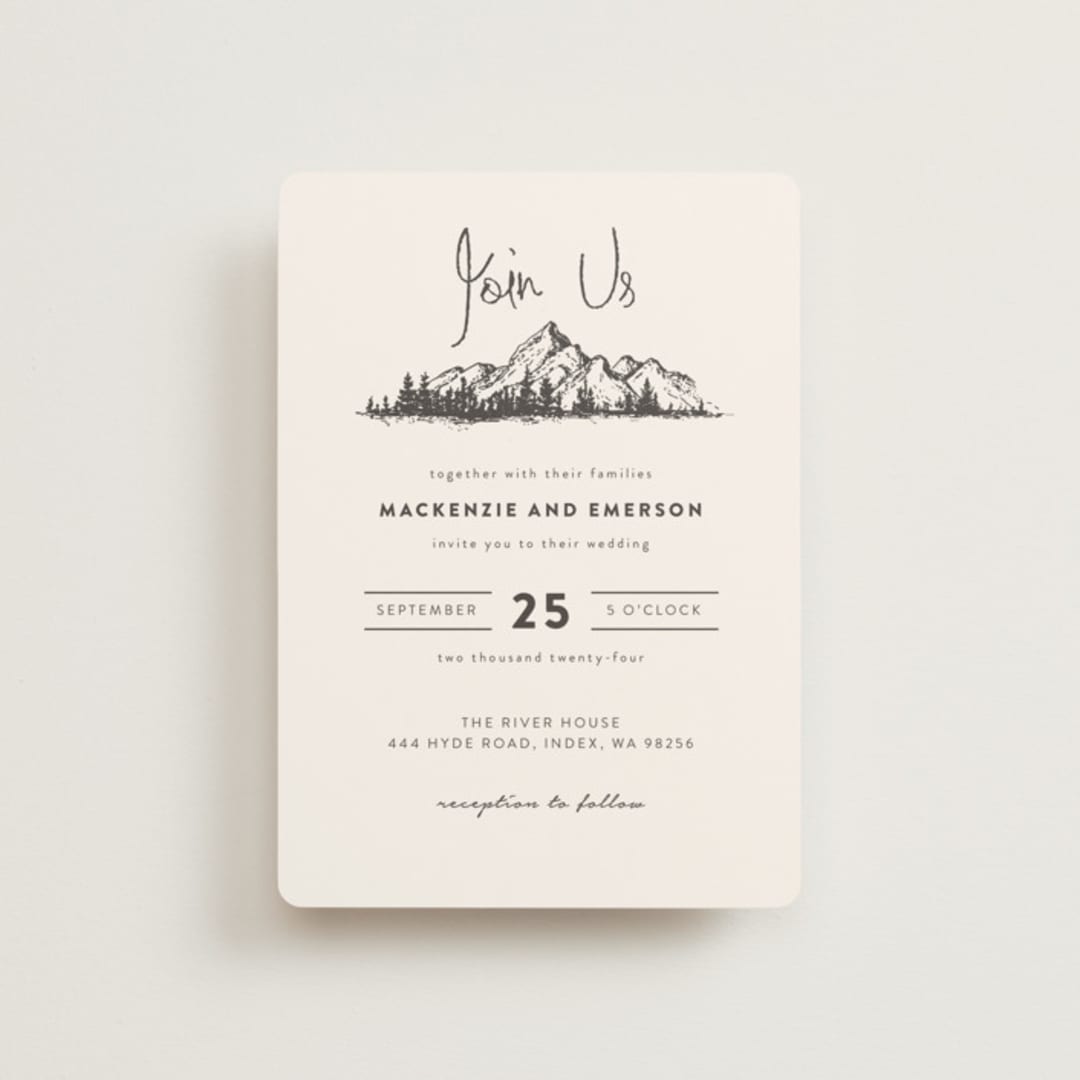 "Mountains" - Wedding Invitations in Ivory by Anastasia Makarova - Front