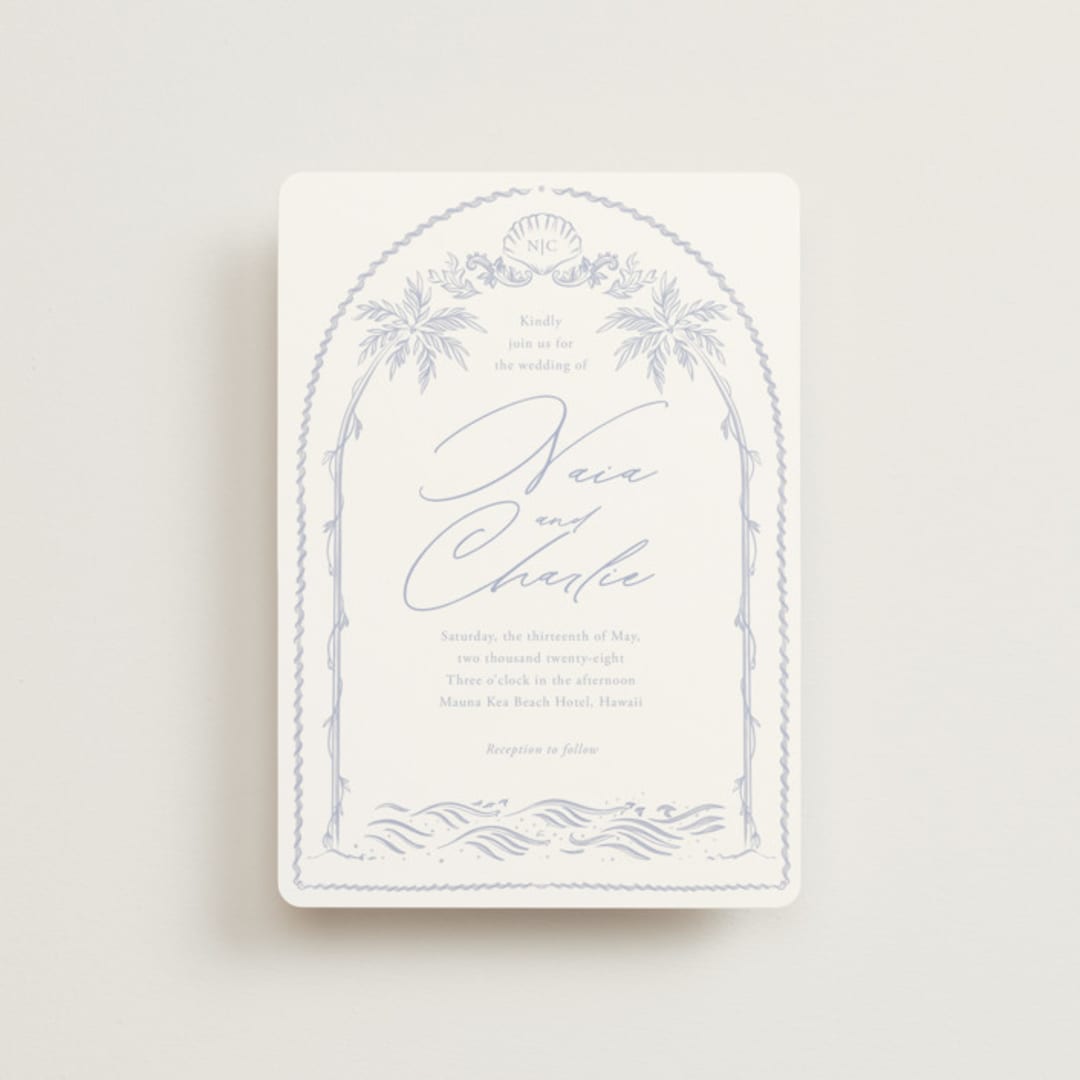 "Ocean Dreams" - Wedding Invitations in Pale Cerulean by Sabrin Deirani - Front