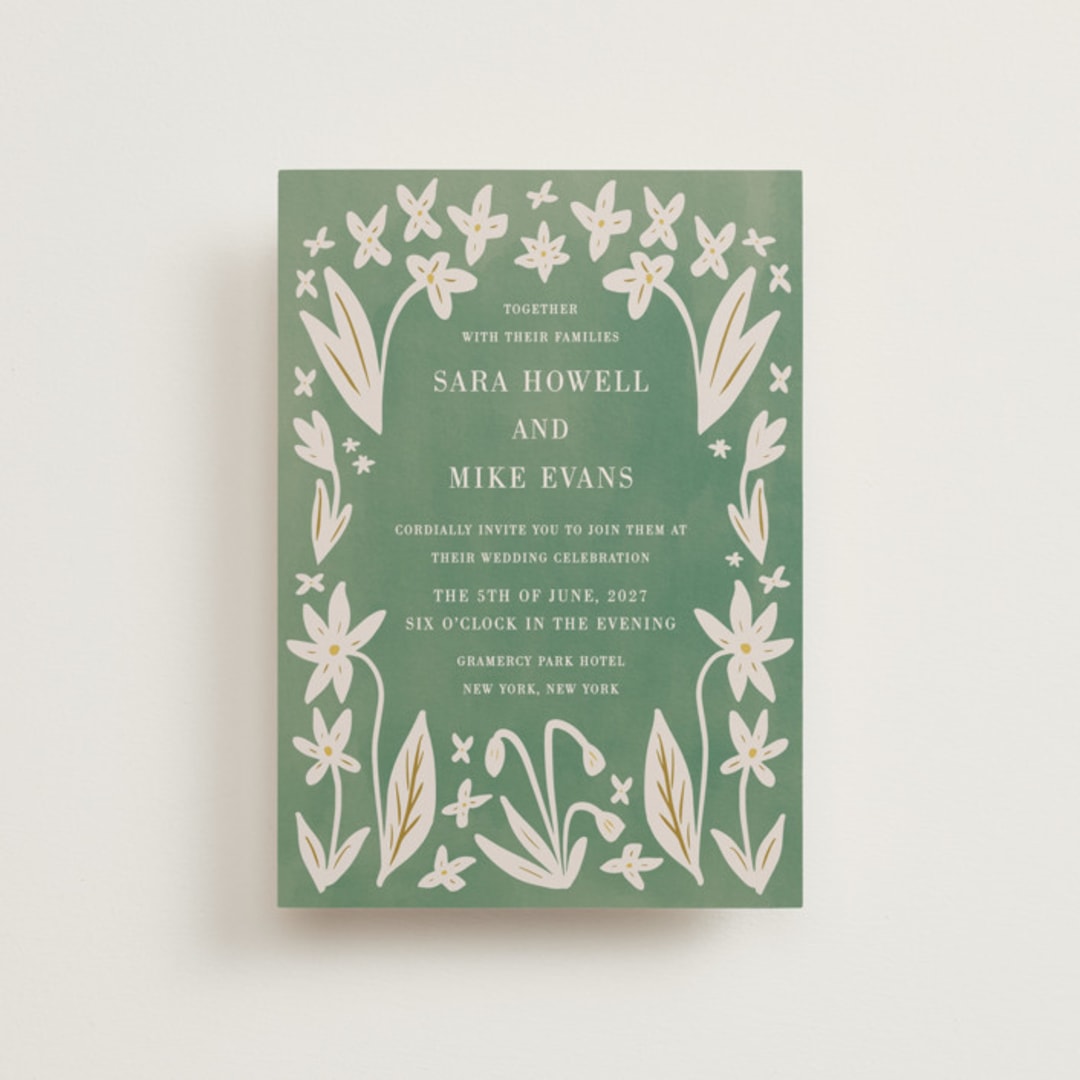 "Friendly Flowers" - Wedding Invitations in Emerald by Ani Somi - Front