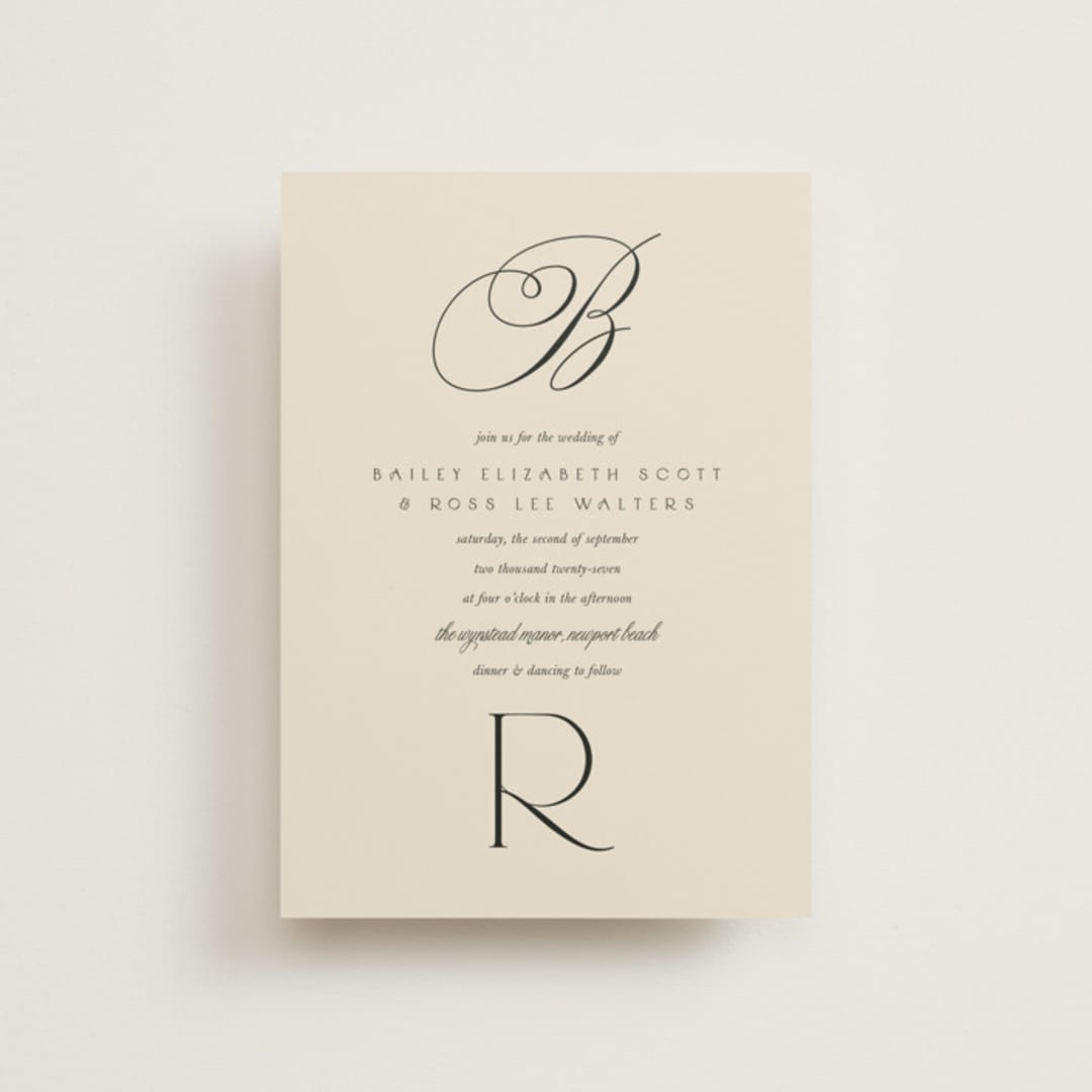 "Refined Beauty" - Wedding Invitations in Cream by Stacey Day - Front