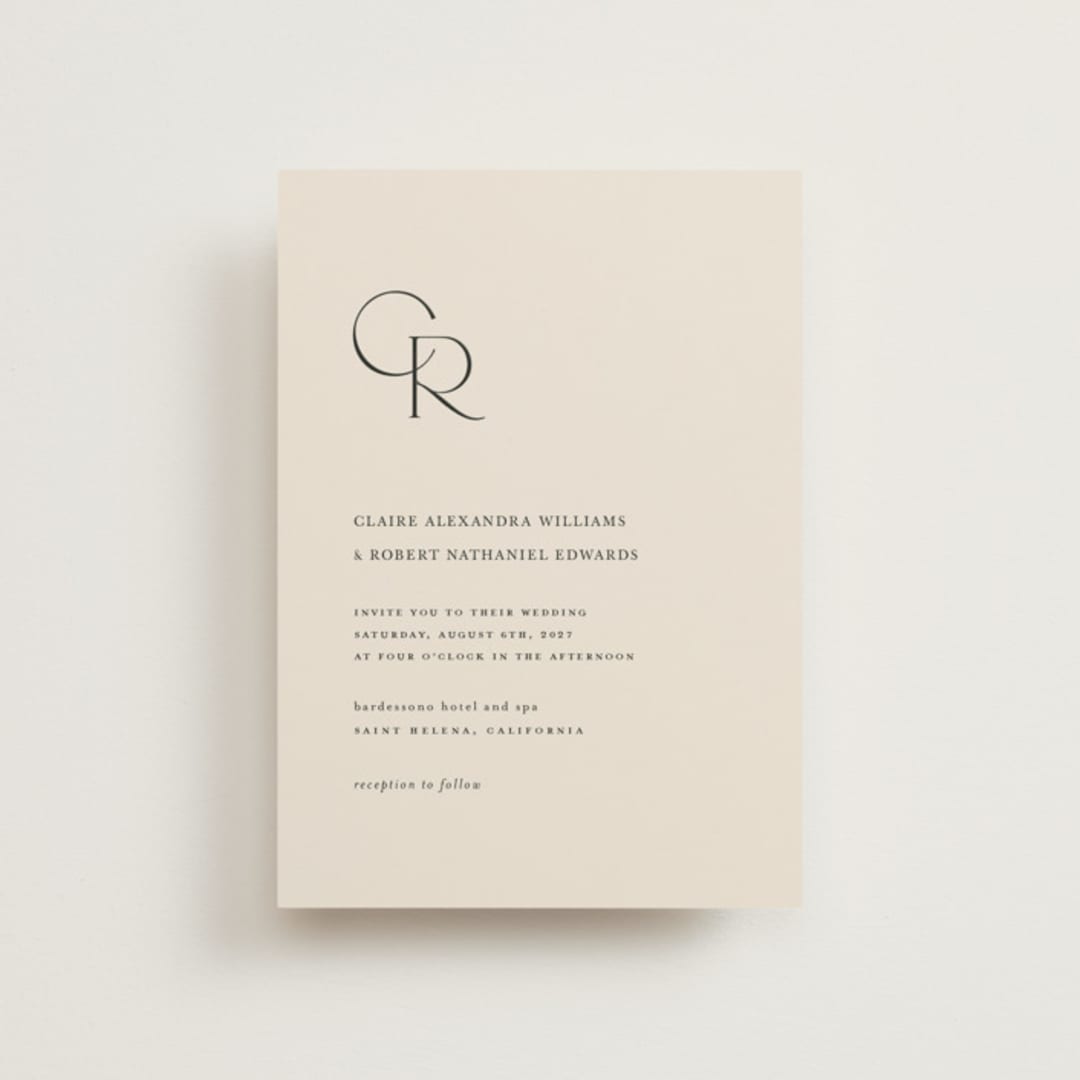 "Edge" - Wedding Invitations in Linen by Kelly Schmidt - Front