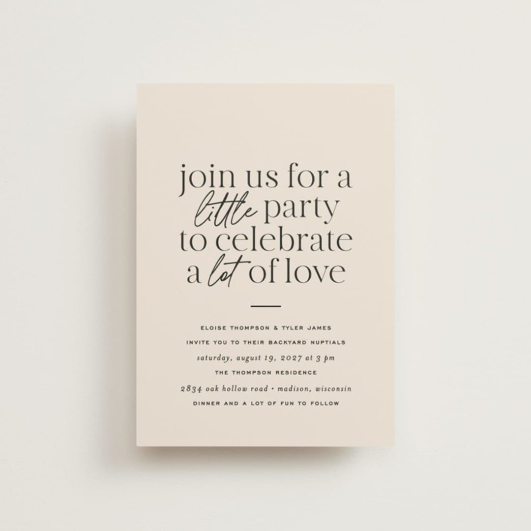 "Little party big love" - Wedding Invitations in Noir by Jessica Corliss - Front