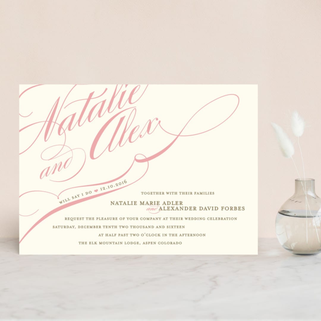 "Winter Flourish" - Wedding Invitations in Petal Pink by Annie Clark - Front