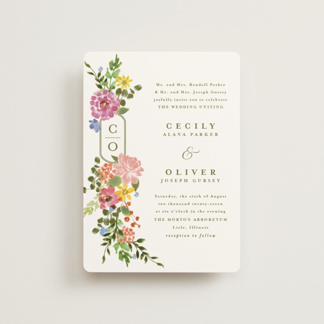 "Garland Monogram" - Wedding Invitations in Summer by Angela Marzuki - Front