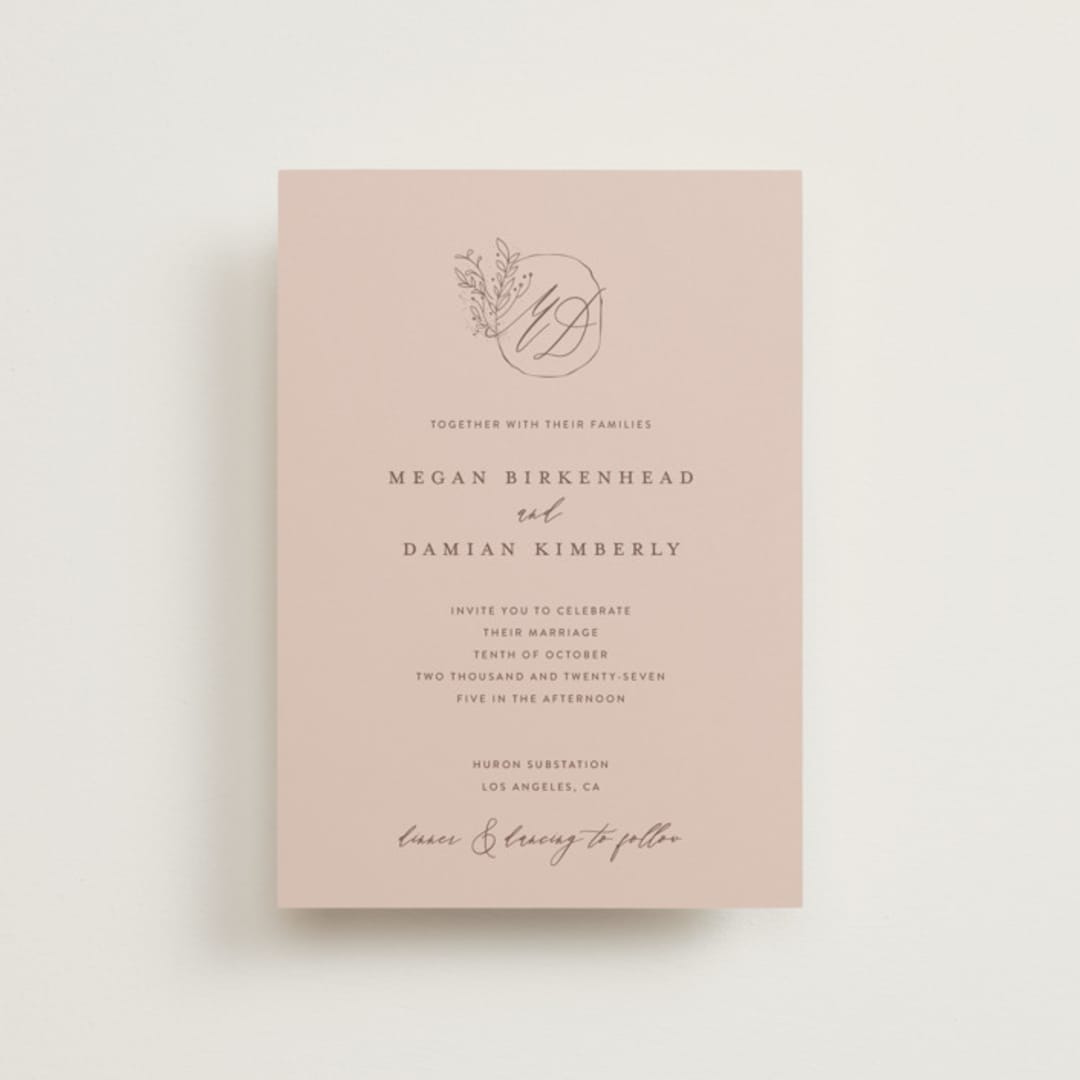 "Delicate monogram" - Wedding Invitations in Blush by Lucrecia Caporale - Front