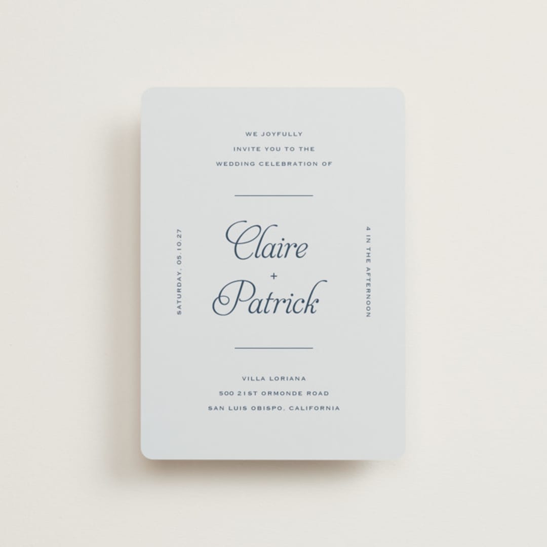 "Modernne" - Wedding Invitations in Powder by Carolyn MacLaren - Front