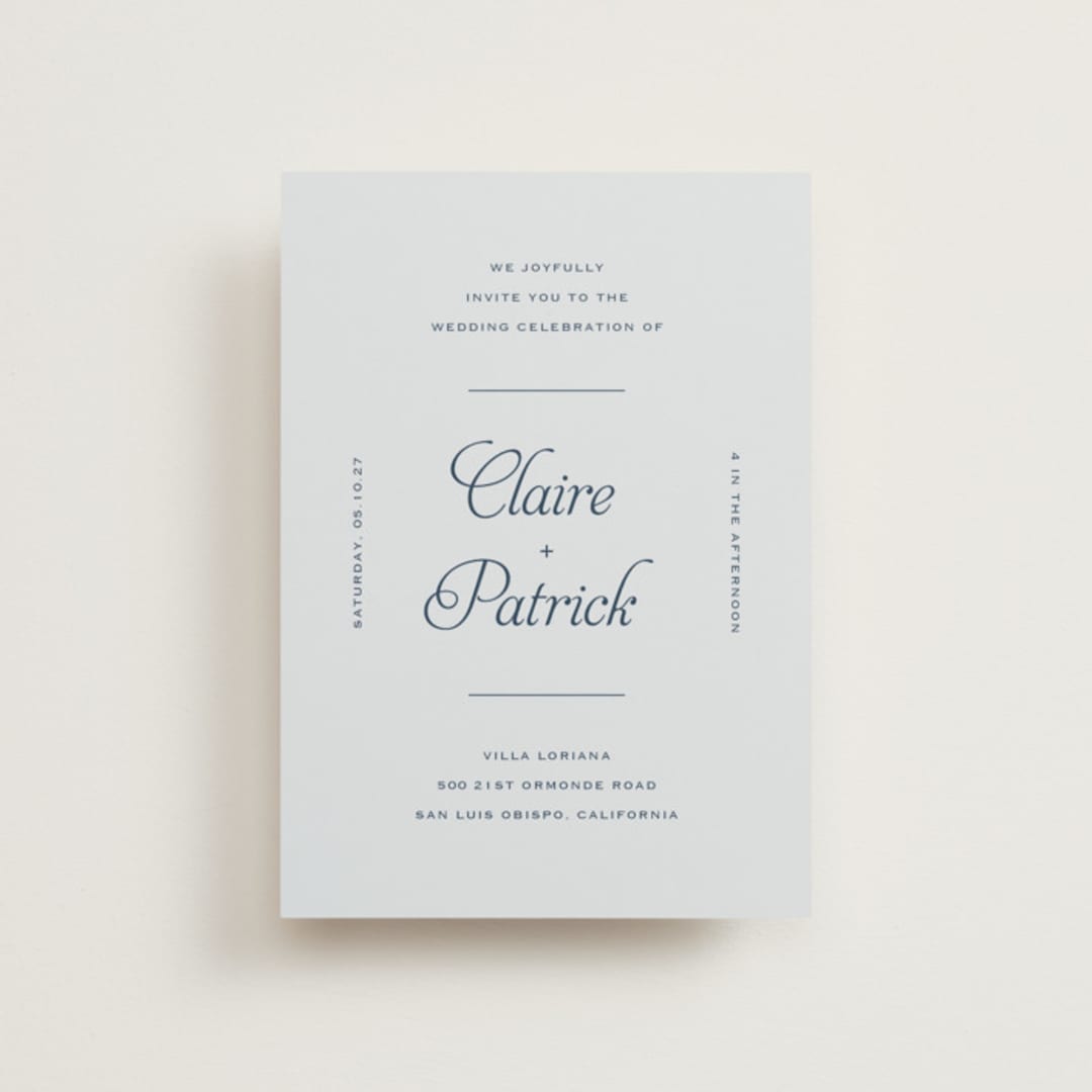 "Modernne" - Wedding Invitations in Powder by Carolyn MacLaren - Front