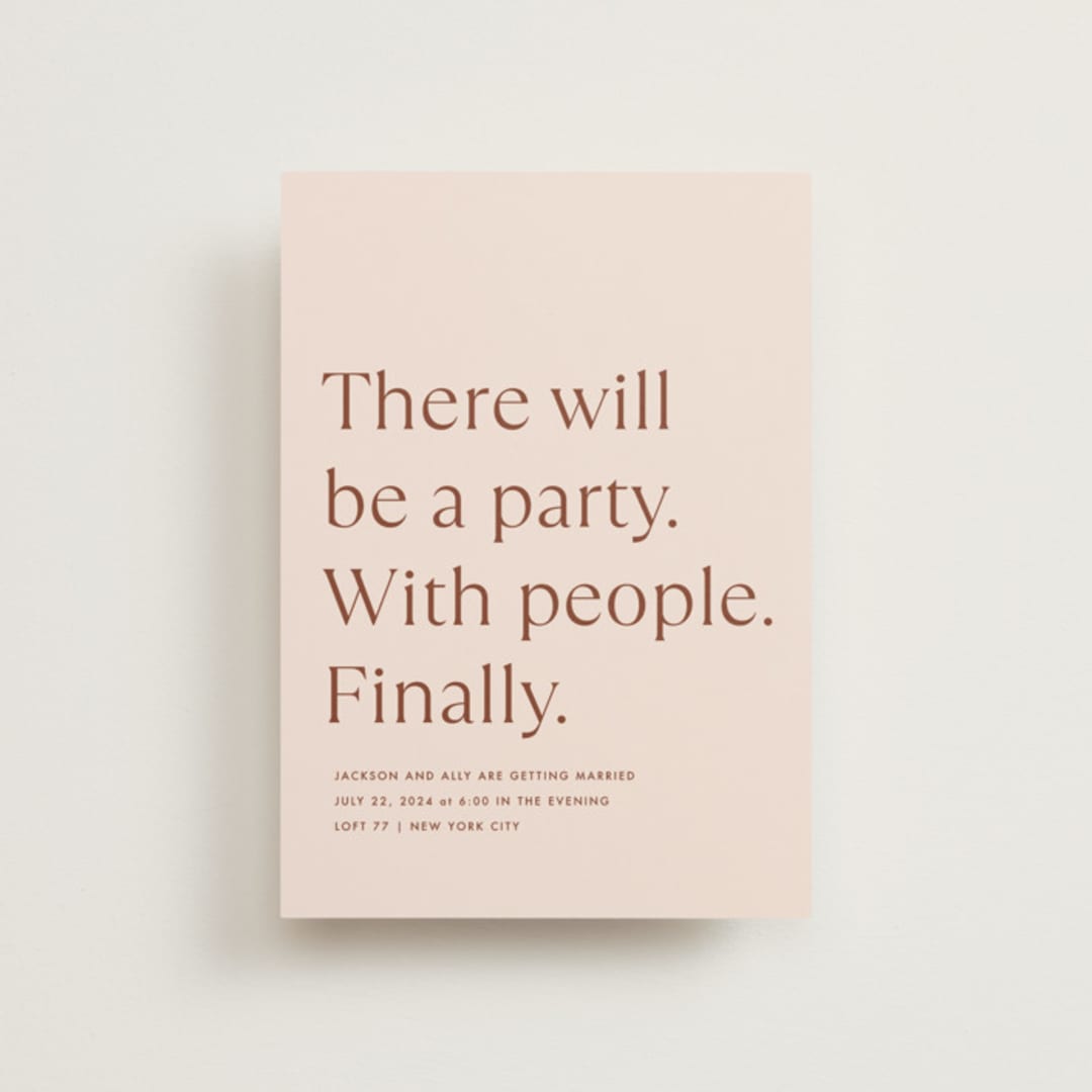 "There Will Be a Party" - Wedding Invitations in Terra Cotta by Amy Payne - Front