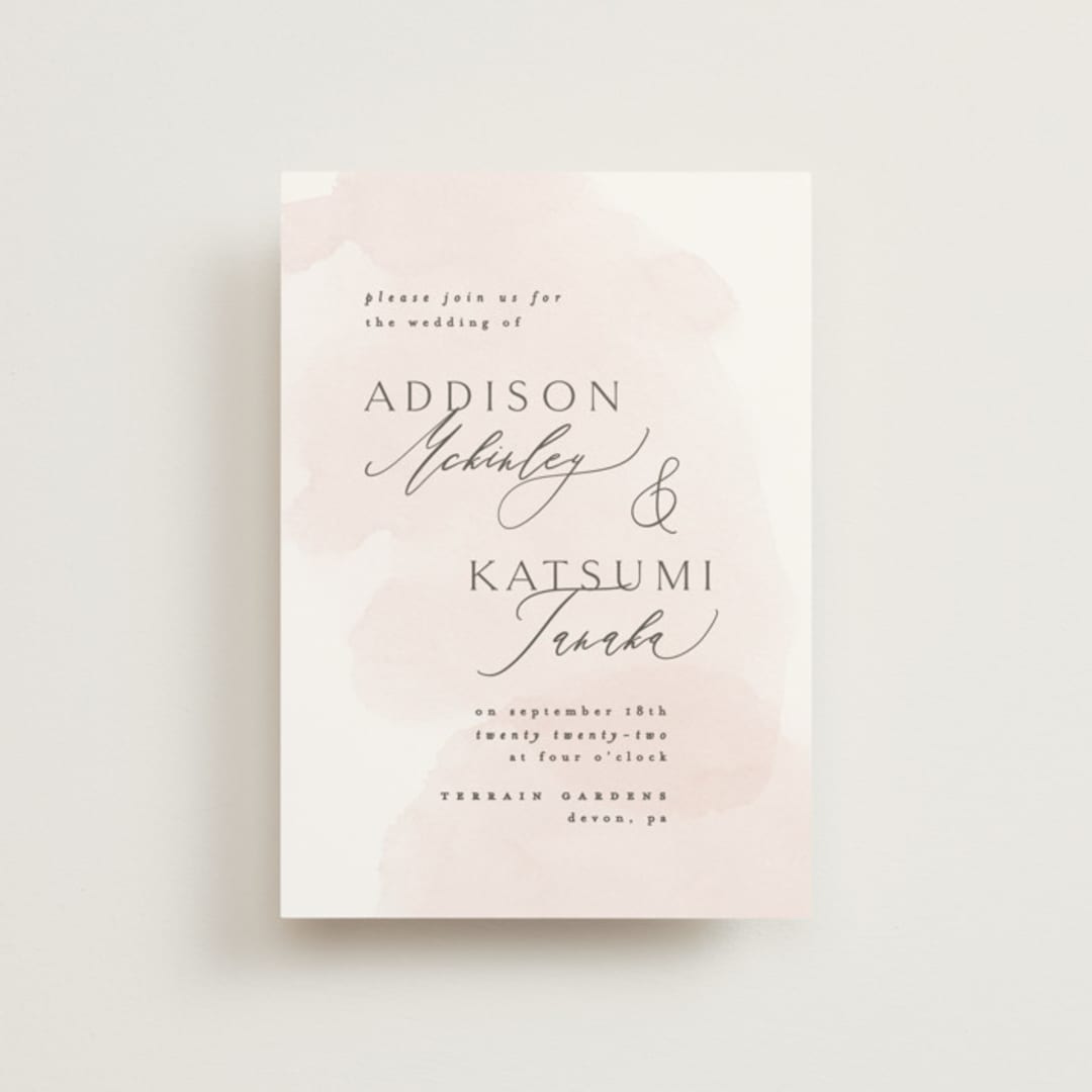"Softly Layered" - Wedding Invitations in Blush by Everett Paper Goods - Front