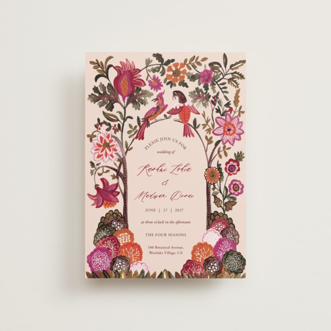 "Indian floral chintz lush" - Wedding Invitations in Ivory by Caroline Bonne Muller - Front