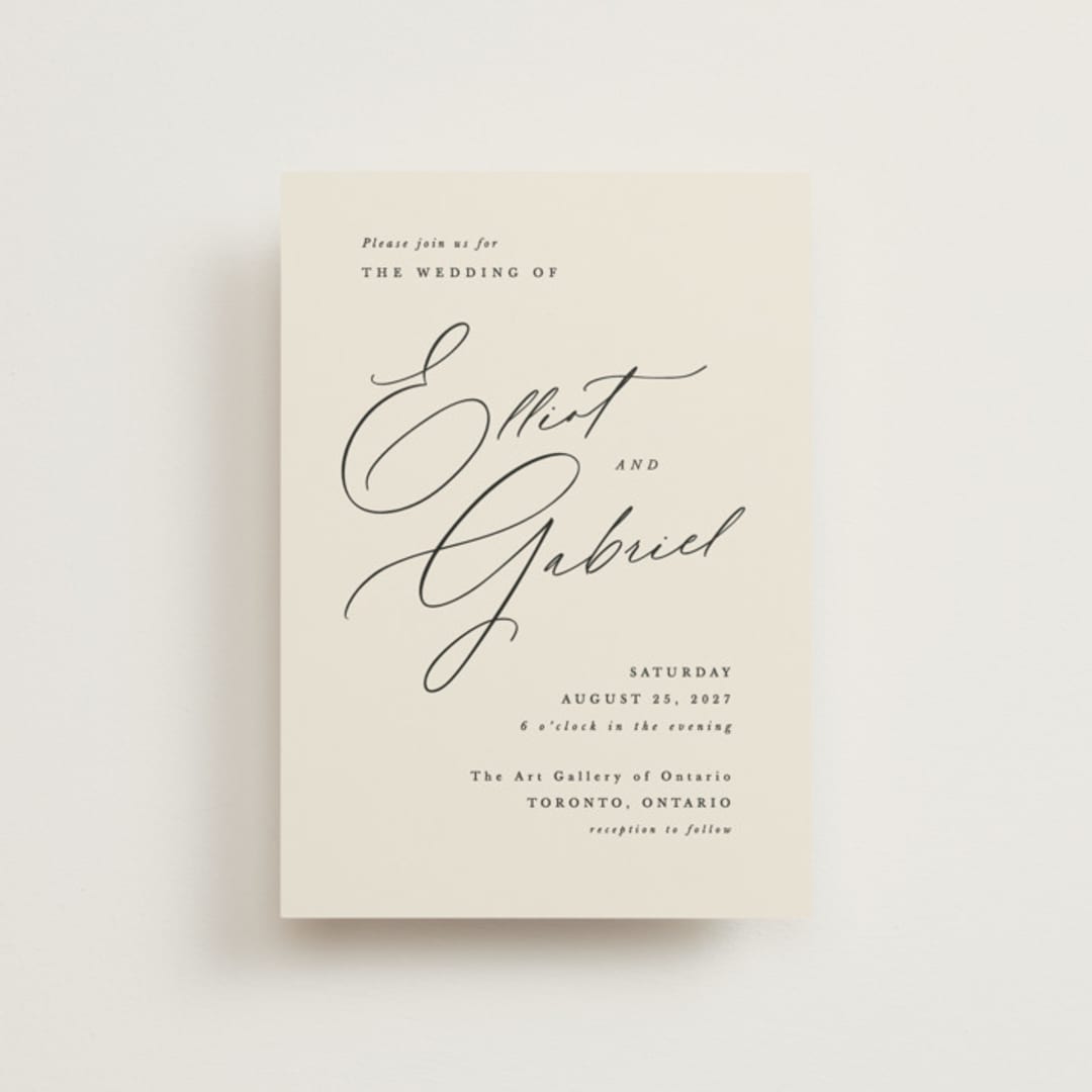 "Scripted Names" - Wedding Invitations in Ecru by Hooray Creative - Front