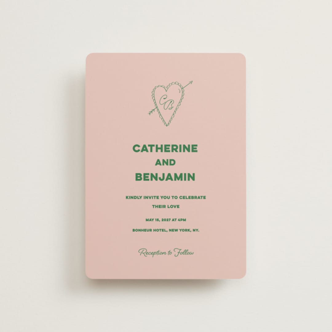 "Crazy Little Thing Called Love" - Wedding Invitations in Avocado by Helena Vitto - Front
