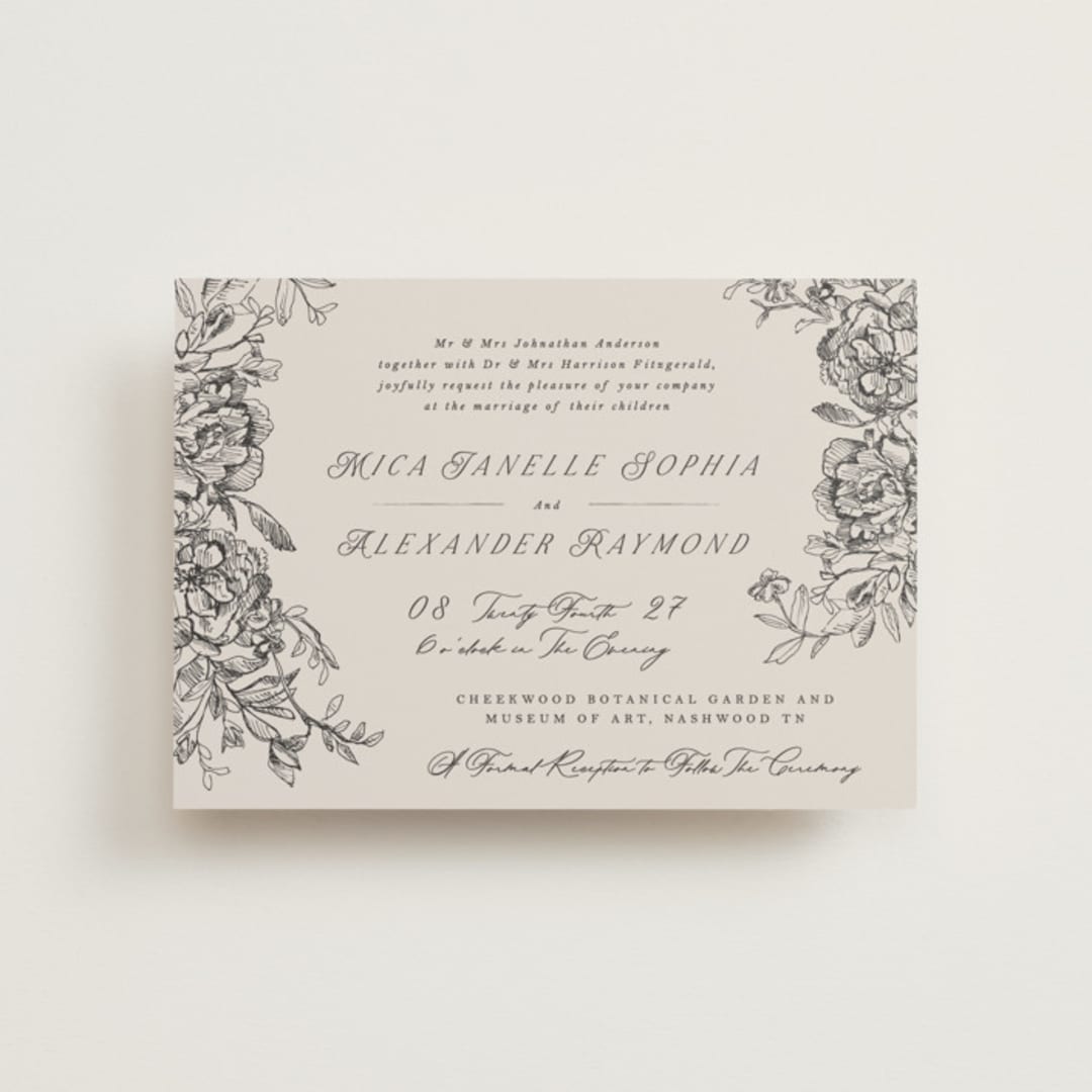 "etched floral" - Wedding Invitations in Stone by Phrosné Barwood - Front