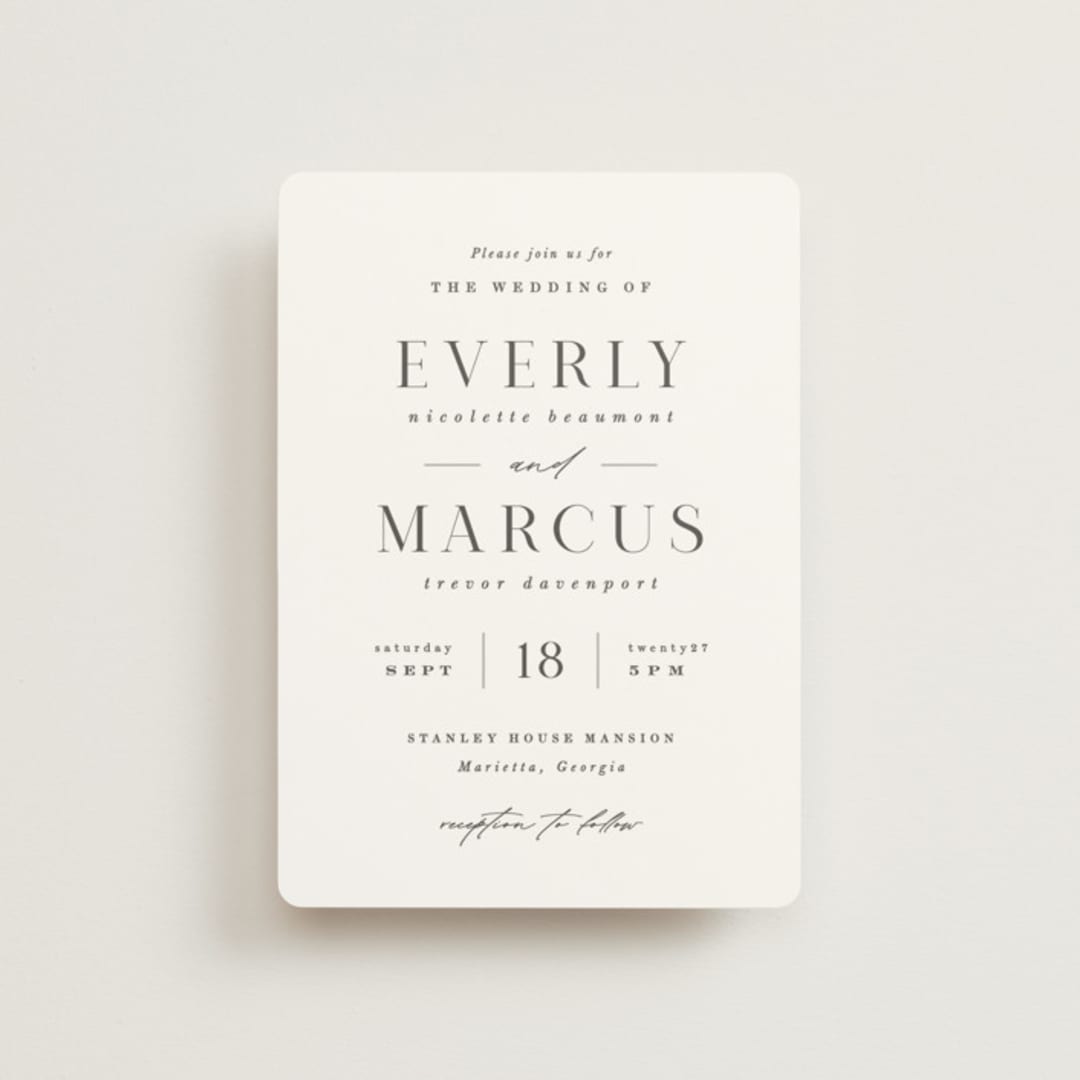 "Everly" - Wedding Invitations in Snow by Hooray Creative - Front