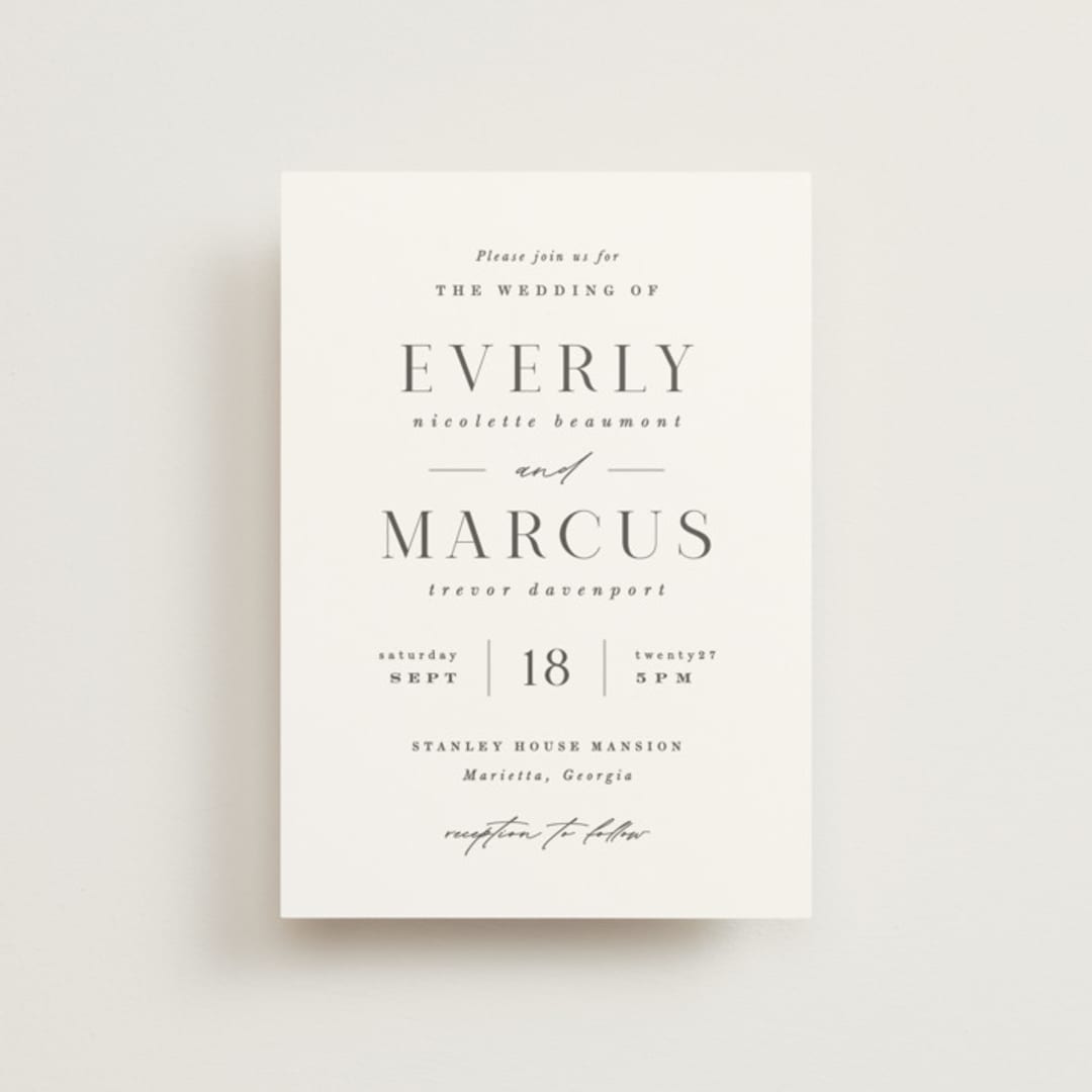 "Everly" - Wedding Invitations in Snow by Hooray Creative - Front