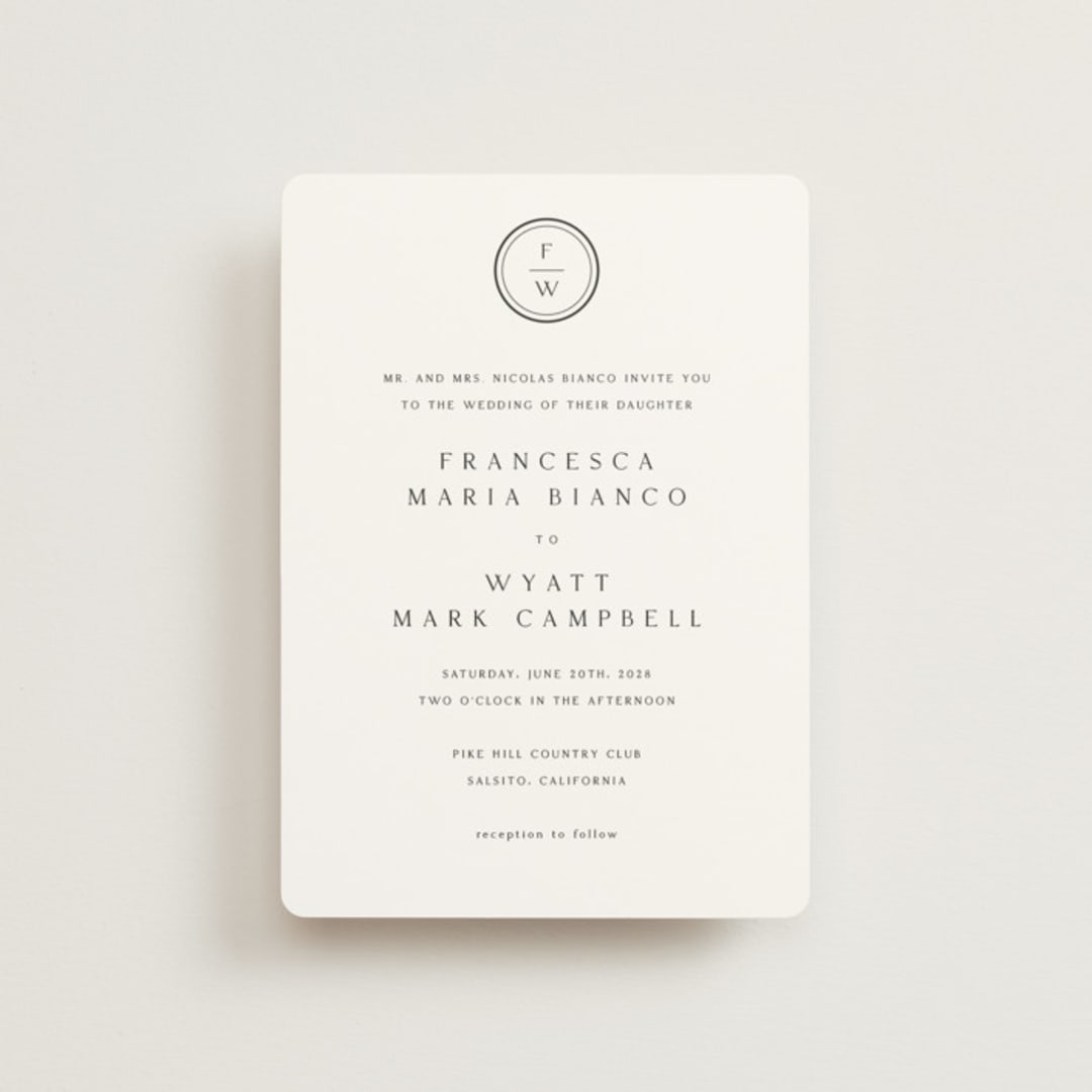 "Circle monogram" - Wedding Invitations in Cotton by Stacey Meacham - Front