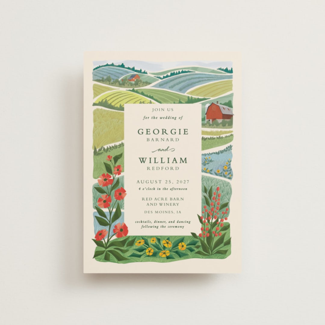 "Farm and Field" - Wedding Invitations in Barn by Paper Sun Studio - Front