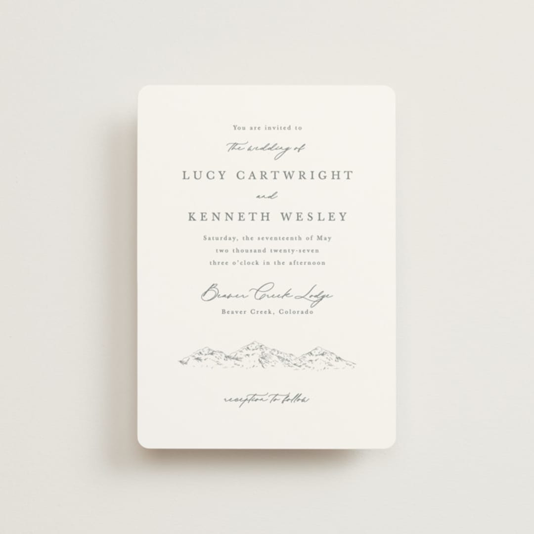 "Mountainview" - Wedding Invitations in Pewter by Sarah Brown - Front