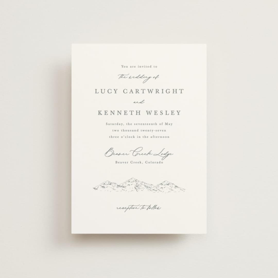 "Mountainview" - Wedding Invitations in Pewter by Sarah Brown - Front
