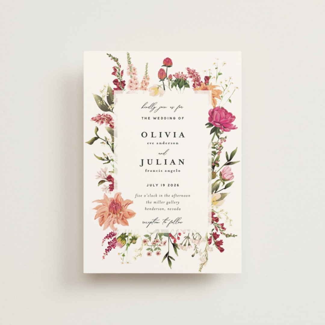 "Lush" - Wedding Invitations in Magenta by Susan Moyal - Front