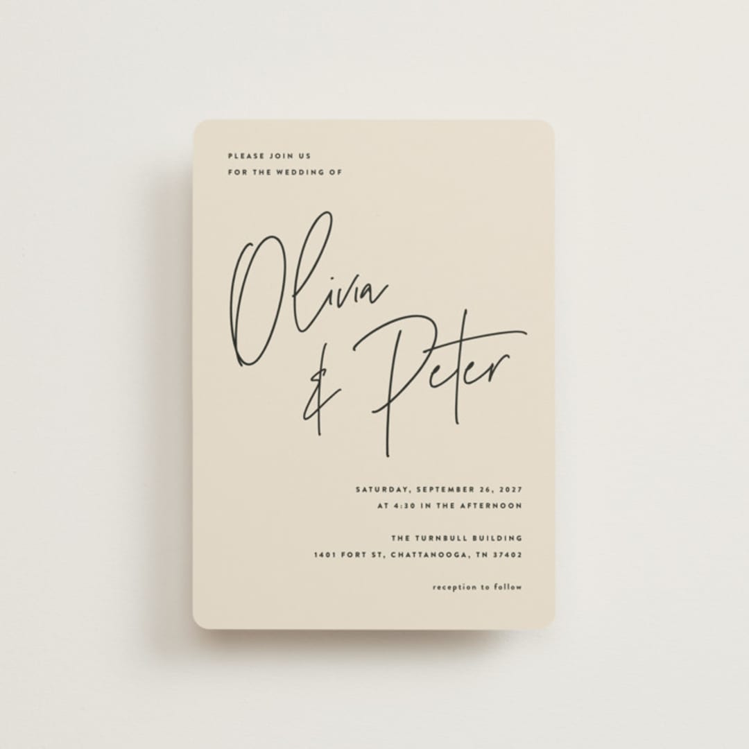 "Signed" - Wedding Invitations in Champagne by JoAnn Jinks - Front