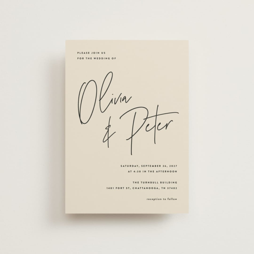 "Signed" - Wedding Invitations in Champagne by JoAnn Jinks - Front