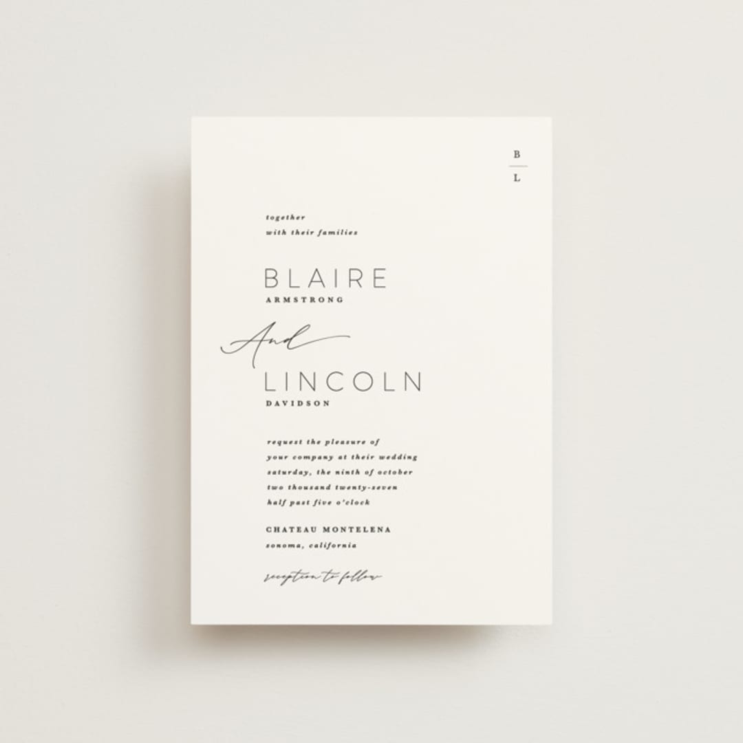 "Paire" - Wedding Invitations in Tuxedo by Kate Ahn - Front