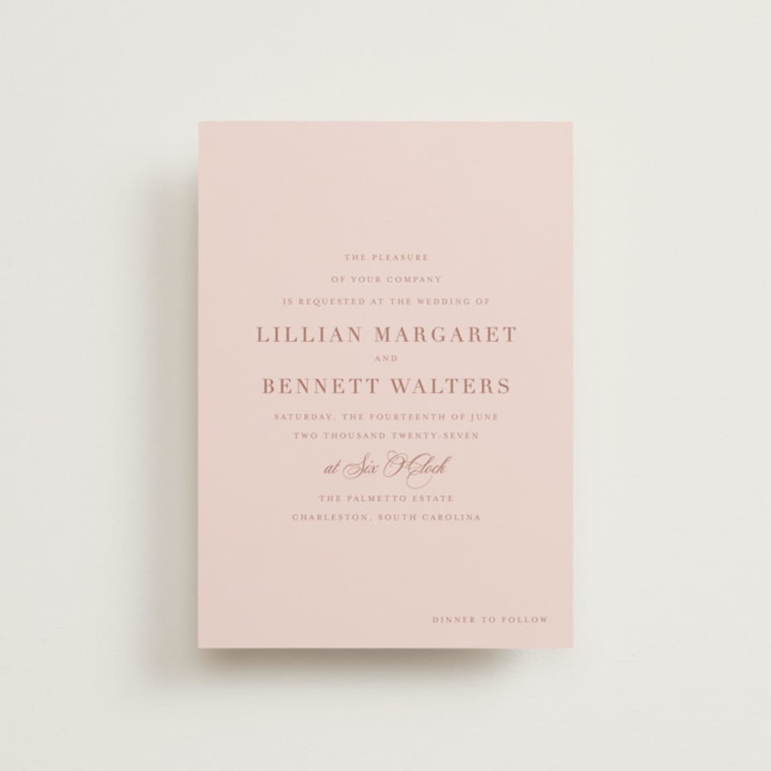 "Charleston" - Wedding Invitations in Blush by Megan Davis - Front